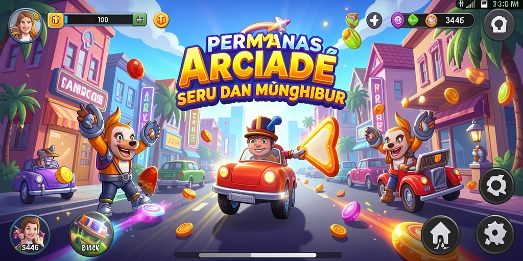 Tampilan gameplay menarik dari game Arcade yang seru.