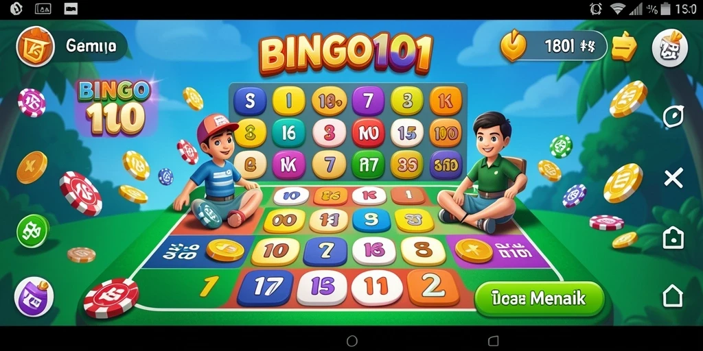 Screenshot gameplay BINGO101 yang penuh keseruan dalam bermain bingo.