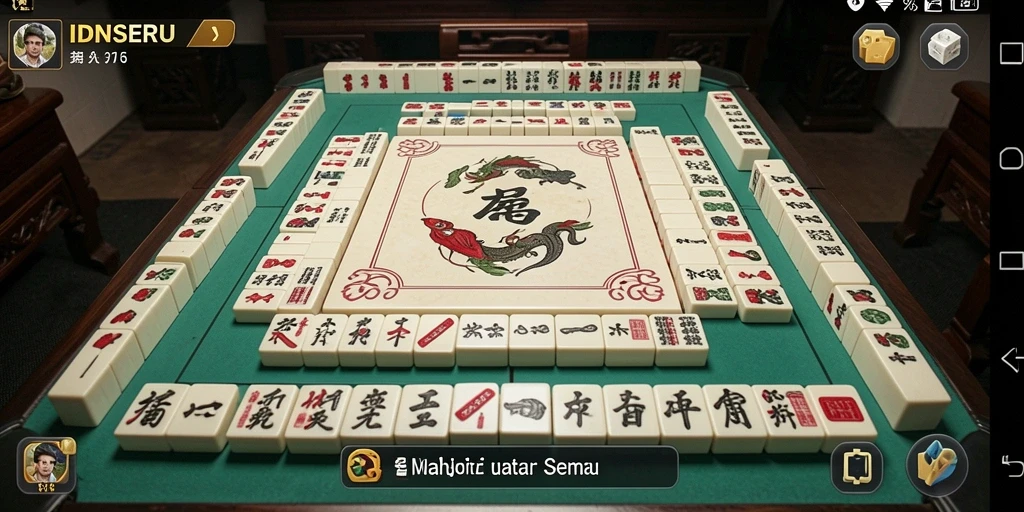 Tampilan gameplay yang menarik dalam aplikasi IDNSERU Mahjong.