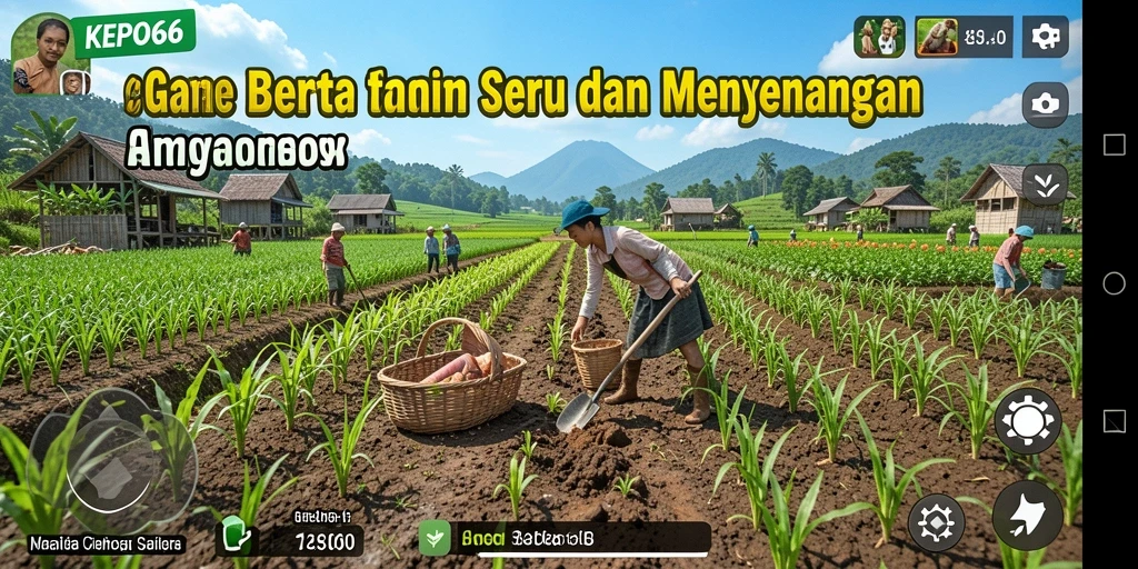 Tampilan utama gameplay KEPO66 yang menggambarkan suasana pertanian.