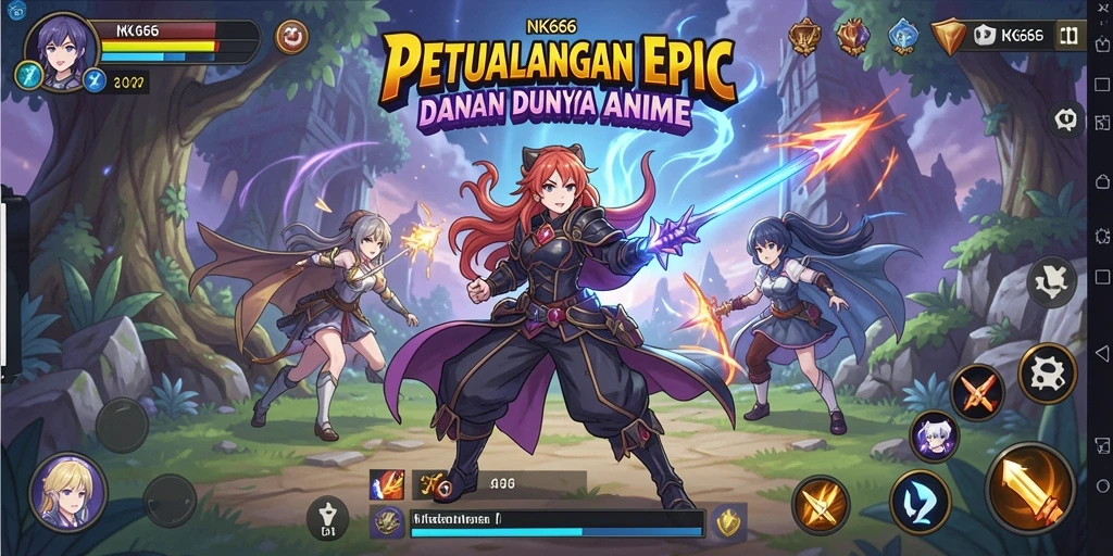 Menampilkan karakter Anime beraksi dalam pertempuran seru.