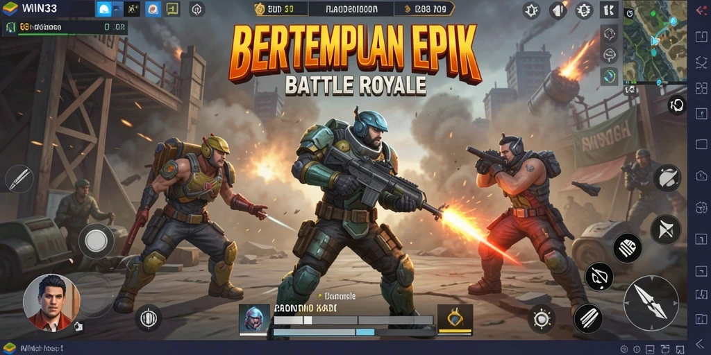 Screen capture gameplay seru dalam Battle Royale.