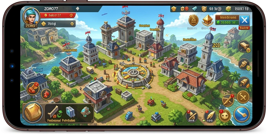 Screenshot menampilkan gameplay SLG yang mendebarkan di ZORO77.